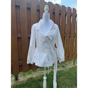 Pete & Greta White Poplin Wrap Shirt Size Small Y2K